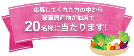 応募してくれた方の中から豪華農産物が抽選で20名様に当たります！